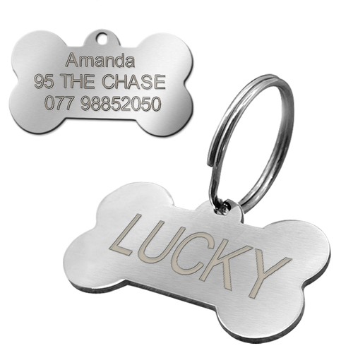 Etiquetas de perro hueso de acero inoxidable grabadas personalizadas etiquetas de perro personalizadas etiquetas de identificación de mascotas - Imagen 11 de 16