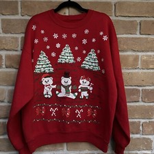 Vintage Ugly 80s/90s Christmas Sweatshirt With Puff Paint Detail / Glitter