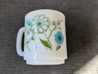 Vintage Glasbake McKee Milk Glass Mug Blue Green White Floral