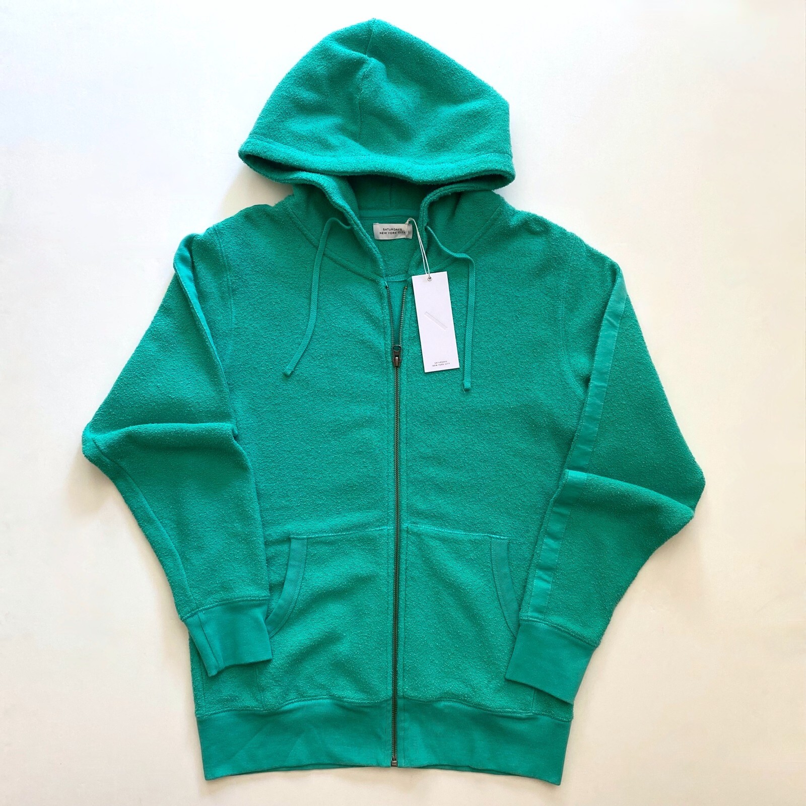 SATURDAYS NYC MENS RARE SEAFOAM GREEN FULLZIP TERRY HOODIE SWEATSHIRT
