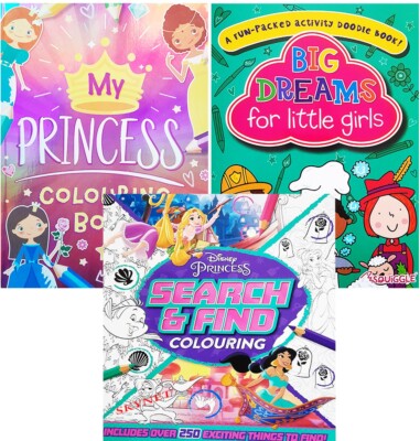 3 x Kids Colouring Activity Books For Girls DISNEY PRINCESS BOOK CINDERELLA