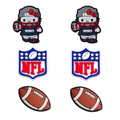 NFL New England Patriots Football Kitty Crocs Shoe Charms Jibbitz  pieces