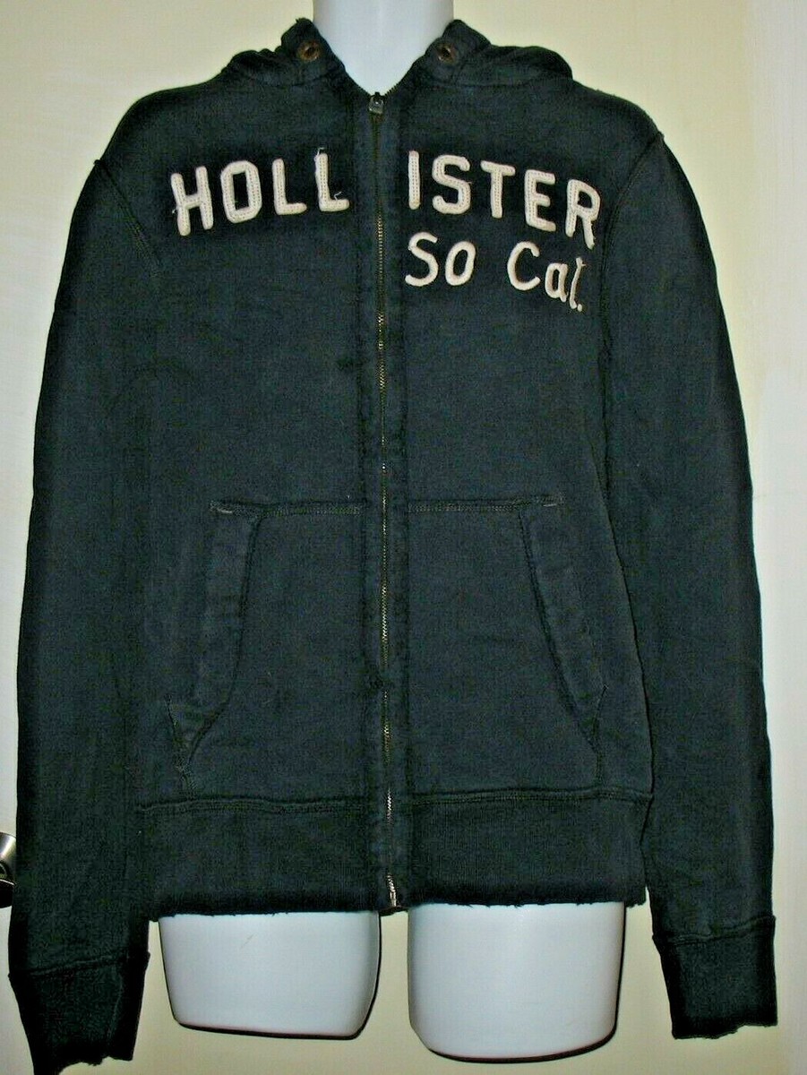 HOLLISTER SO CAL. - XL - NAVY FLEECE LINED ZIPPER FRONT SWEATSHIRT