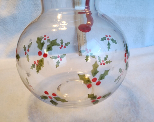Studio Nova Red Trim & Holly 66oz 7" Glass Christmas Pitcher See Pics - Picture 5 of 7