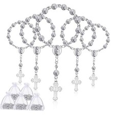 30 Pcs Baptism Favors Mini Rosary Plate Baptism Rosary Beads with Cross and 30