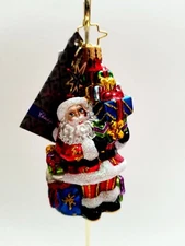 Christopher Radko - Tip Top Claus Gem #1016196 Santa Holding Stack Of Presents 
