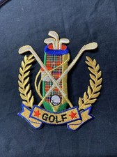 Golf Applique Patch - Gold/Silver, Links, Badge 3.5"