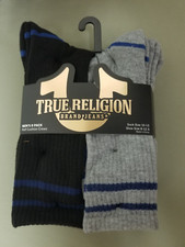 New True Religion Mens 8 Pack Half Cushion Crew Socks.