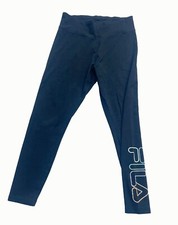 Women Fila Activewear Legging Bottom Pants Sweatpants Logo Black Medium M