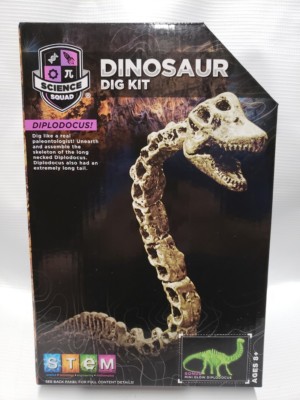 Dinosaur Dig Kit Digging Tool Brush Hammer Sand Block Diplodocus Excavation NEW