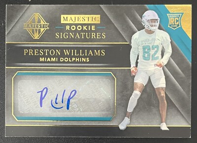Preston Williams 2019 Majestic Rookie Signatures Rc Auto # d/49 Miami Dolphins