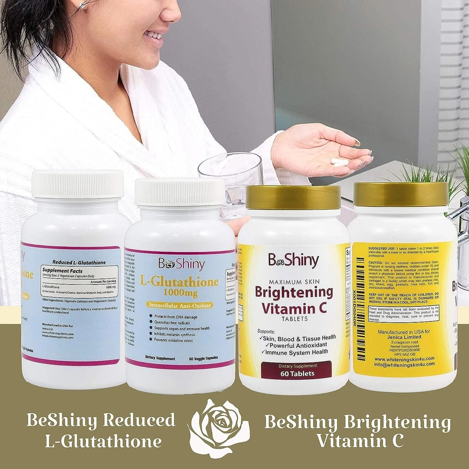 BeShiny Glutathione and Vitamin C 1000mg Skin Whitening Brightening Pills Set - Image 4 of 4