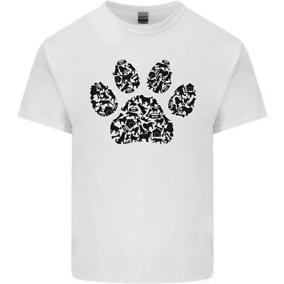 Hundepfotenabdruck Wortkunst Herren T-Shirt leicht Baumwolle