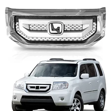 Silver Front Bumper Upper Grill Grille Assembly fits Honda Pilot 2009-2011