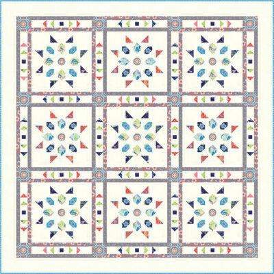 Orient Quilt Pattern by Granny and Jane 72.5'' Square 16'' Square Finished Blocks