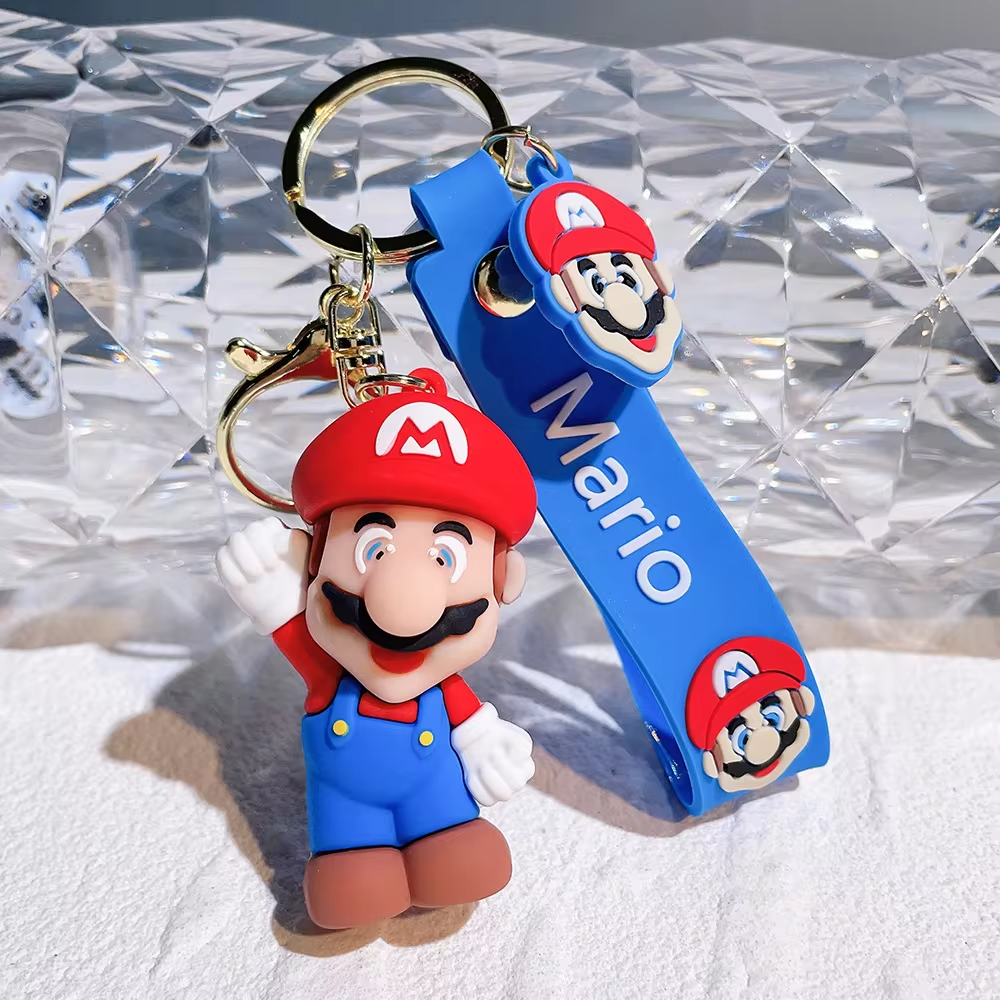 まりおストラップ Mario - Super Mario Bros 3D Rubber Keychain - Blue Wrist strap | eBay