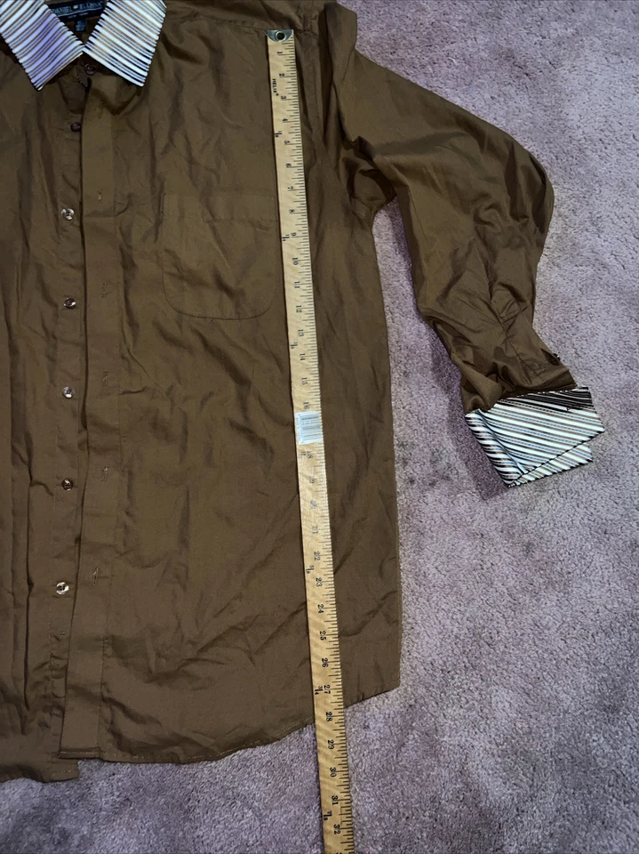 Мужская рубашка с длинным рукавом Daniel Elissa New York коричневая стильная 16 1/2 36-37 - Изображение 4 из 4