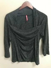 Ruby Ribbon Womens Gray Sweater Top: Size Large, Grey, Ruched, 3/4 Sleeve EUC