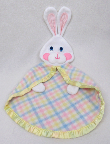Vtg 1979 Fisher Price Bunny Baby Blanket Yellow Satin Trim