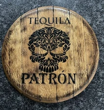 Bar Decor (PATRON) Authentic Reclaimed Bourbon Barrel Head 21”