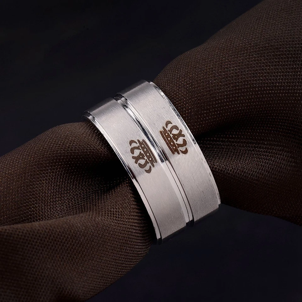 Fashion His King & Her Queen Stainless Steel Ring Sets Couple Wedding Rings Set - Image 4 of 4