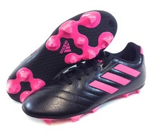 Youth Kids Girls Adidas FV2895 Goletto VII FG Black Pink Soccer Cleats Shoes