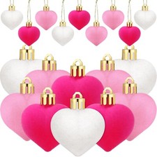 24 Pieces Valentine's Day Velvet Heart Ornaments Red Pink Heart Shaped Bauble...
