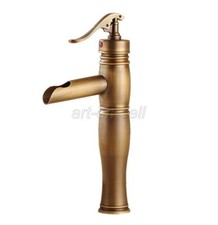 Antique Brass Bathroom Sink Basin Mixer Tap Waterfall Style Faucet