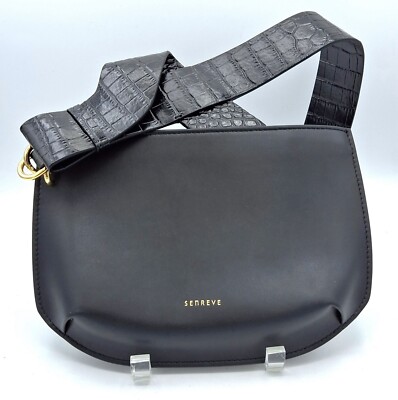 Senreve Black Vegan Leather Shoulder Belt Handbag Purse NWOT