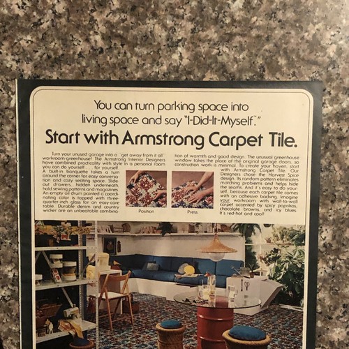 1974 Armstrong Carpet Tile PRINT AD Position & Press - I Did It Myself VTG 1970s - Picture 2 of 4