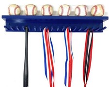 BASEBALL BAT RACK 17 MINI BATS 6 BALLS WALL HOLDER  DISPLAY Trophy Awards Metals