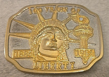 Belt Buckle 100 Years of Liberty 1884-1984 Statue of Liberty Gold Tone - Vtg