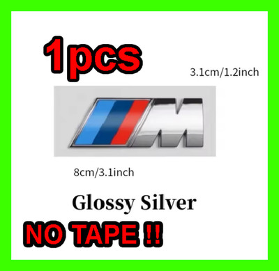 1x BMW Metal Badge M Performance Silver grill trunk Sticker Emblem Sport Power