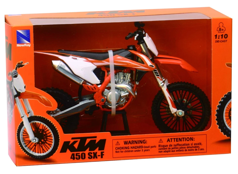 Vehículo de juguete de coleccionista naranja diecast KTM 450 SX F escala 1:10 Foto 2 de 3