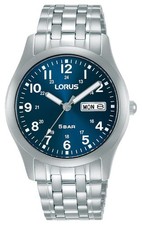 Lorus Classic Day/Date 38mm Blue Sunray Dial / Stainless Steel RXN77DX9 Watch