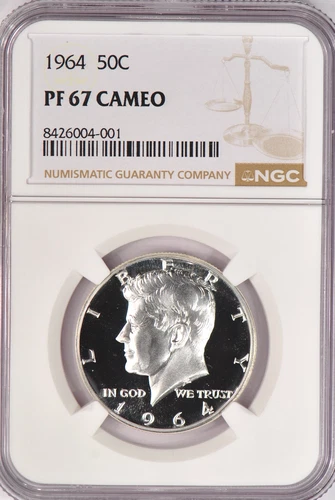 1964 Kennedy Half Dollar Proof NGC PF 67 CAMEO PR67CAM Frosty Silver Coin 50C