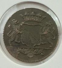 1746 Dutch Netherlands Colonial VOC Duit Utrecht Coin “New York Penny” Lion