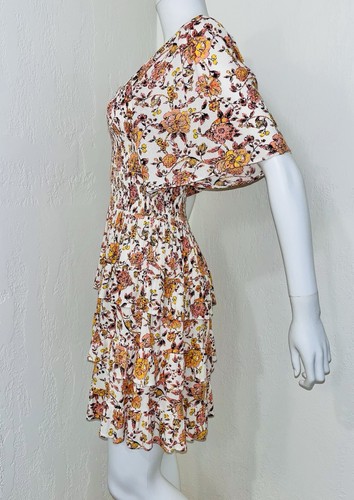 Chelsea & Violet Golden Floral Crepe Smock Tier Fit Flare Dress Size XS? EUC - Picture 10 of 16