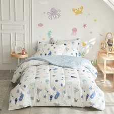 3pcs Premium Cotton Comforter Set for Kids Boys n Girls, Vibrant Ocean Theme ...