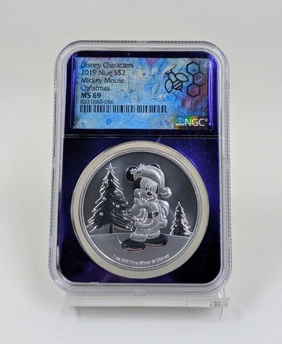 2019- Niue Mickey Mouse Christmas Silver $2 Coin- NGC MS69