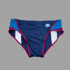 Arena men navy blue ICONS panel Swim Brief bikini swimwear swimsuit size 38