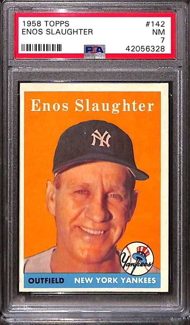 1958 Topps #142 Enos Slaughter PSA 7 NM 42056328