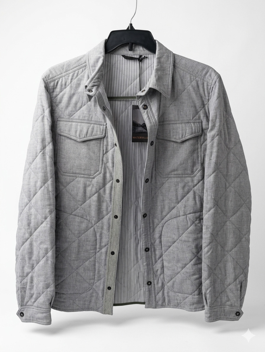 Waterville Milo Light Gray Quilted Jacket Linen Cotton Regular Fit M (EU 50)