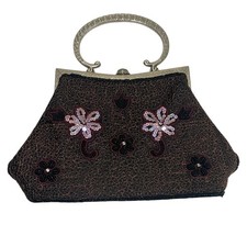 Vintage Beaded Evening Clutch Purse Floral Je...