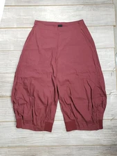 New Rundholz Black Label Womens XL Wine Cotton/Linen Wide Leg Bloomer Pant