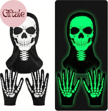 Halloween Skull Mask Scary Ghost Skeleton Mask Gloves Full Face