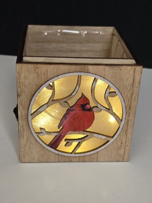 Cardinal Laser Cut Wooden Box Light Switch Backlit 4.5'' x 5''x 4.5'' Hills Imports