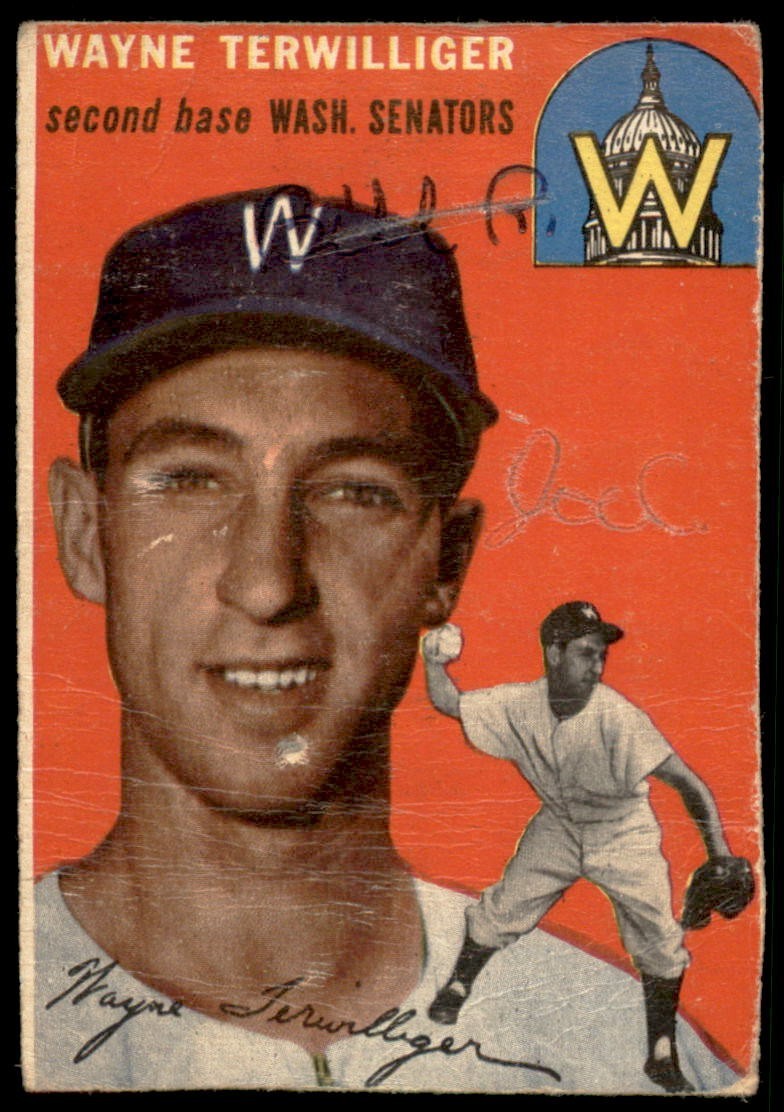 1954 Topps #73 WAYNE TERWILLIGER  Washington Senators  G/VG (Wrinting/Wrinkles)