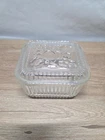 VTG Federal Refrigerator Dish Glass Dish w/ Lid Embossed Fruit 2.5” X 4.25” X 5"
