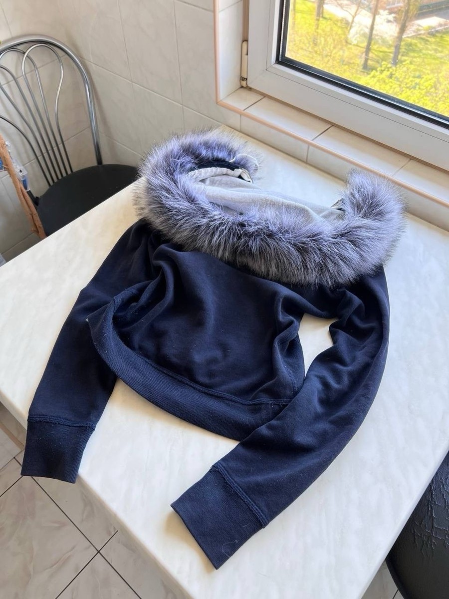 Abercrombie Fitch Fur Fuzzy Full Zip Hoodie Y2K LGB Hype Style